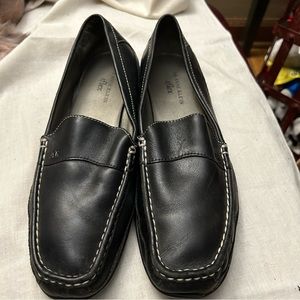 Ann Klein Black Leather Loafers Shoes Sz 10